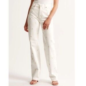 Abercrombie & Fitch High Rise 90s Relaxed Jean with Embroidery